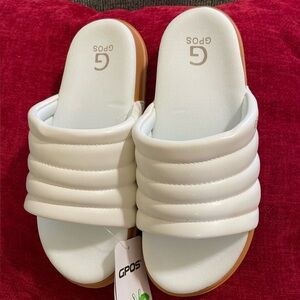 White Padded Slide Sandals for Women